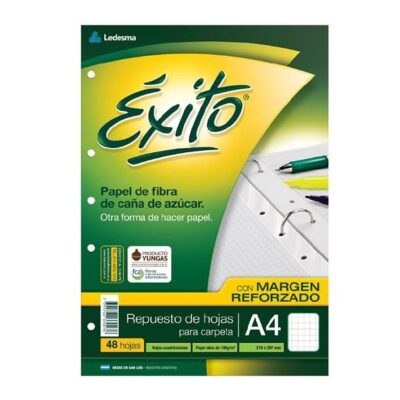 Repuesto reforzado de hojas A4 # y = 48 hjs – ÉXITO