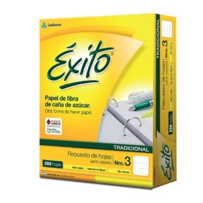 Repuesto de hojas tradicional N°3 # y = 288 hjs – ÉXITO