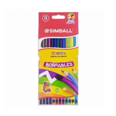 Lapices de colores borrables x12 - SIMBALL