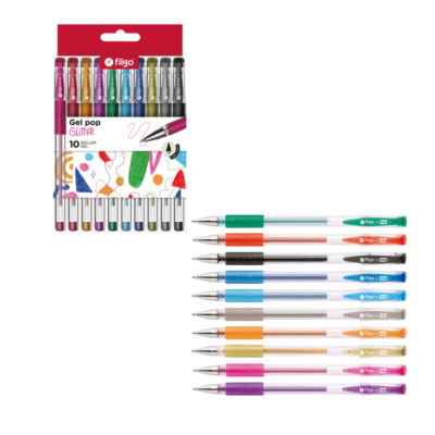 Bolígrafo roller gel pop glitter x10 colores - FILGO