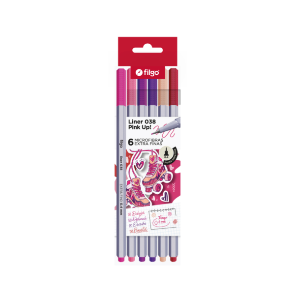 Microfibras 0.4mm Liner 038 PINK UP  x6 - FILGO