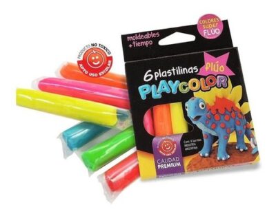 Plastilinas color flúo x6 barras - PLAYCOLOR