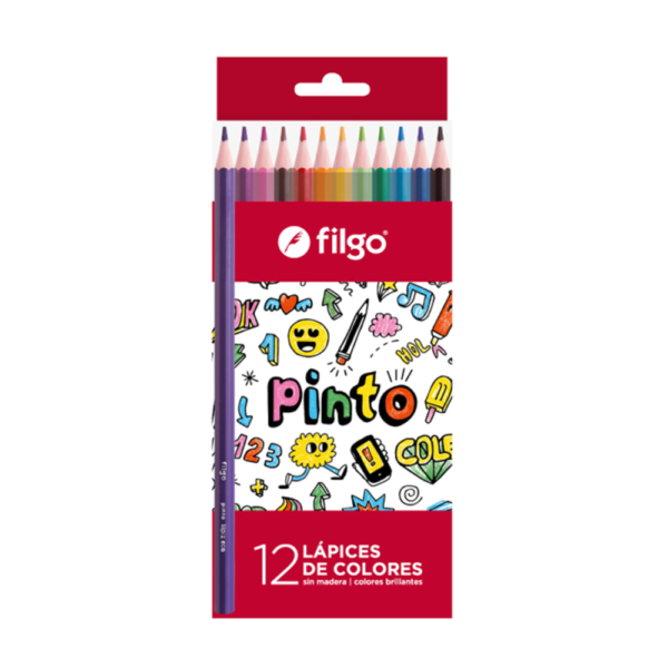 Lapices de colores largos "Pinto" x12 - FILGO