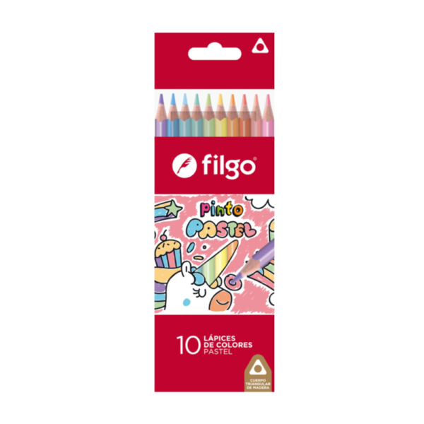 Lapices de colores largos "Pinto PASTEL" x10 - FILGO