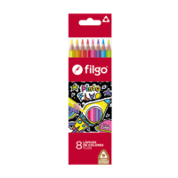 DISTRITOPO (27) Lapices de colores largos "Pinto FLUO" x8 - FILGO