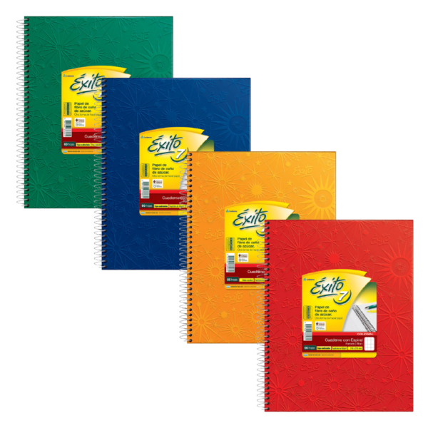 Cuaderno E7 forrado con espiral # y = 60 hjs – ÉXITO