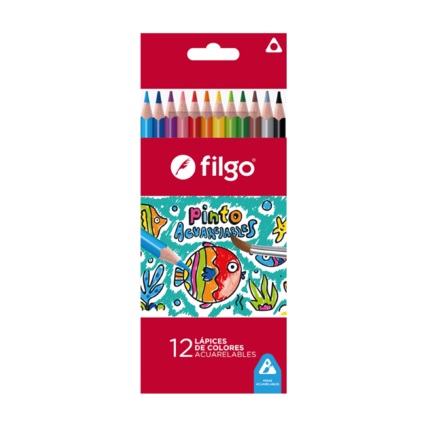 Lapices de colores largos "Pinto ACUARELABLE" x12 - FILGO