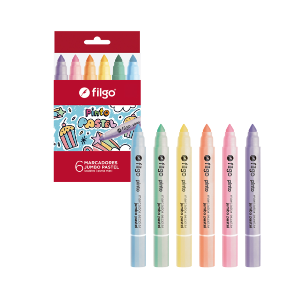 Marcador escolar Jumbo Pinto PASTEL x6 - FILGO