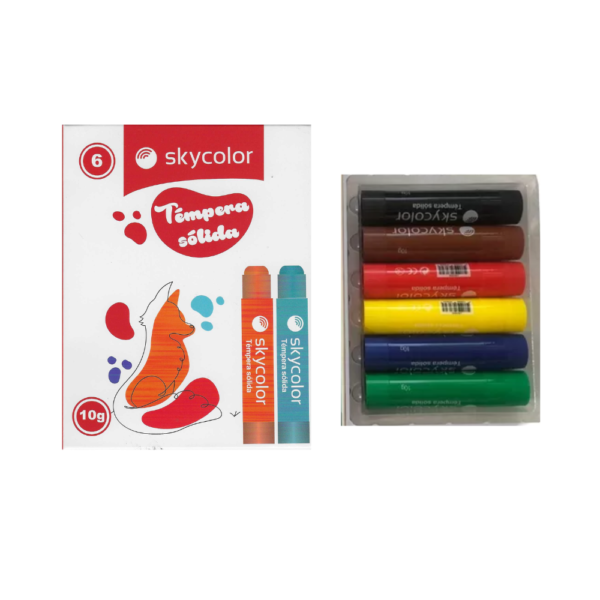 Tempera solida 10 grs x6 u - SKYCOLOR