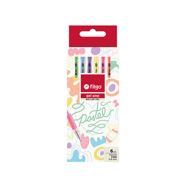 Bolígrafo roller gel pop pastel x6 colores - FILGO