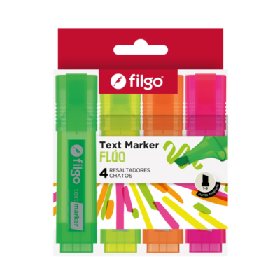 Resaltador chato color flúo x4 – FILGO