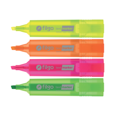 Resaltador chato color flúo x4 – FILGO