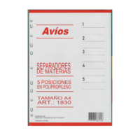 Separadores de materia A4 PP - AVIOS