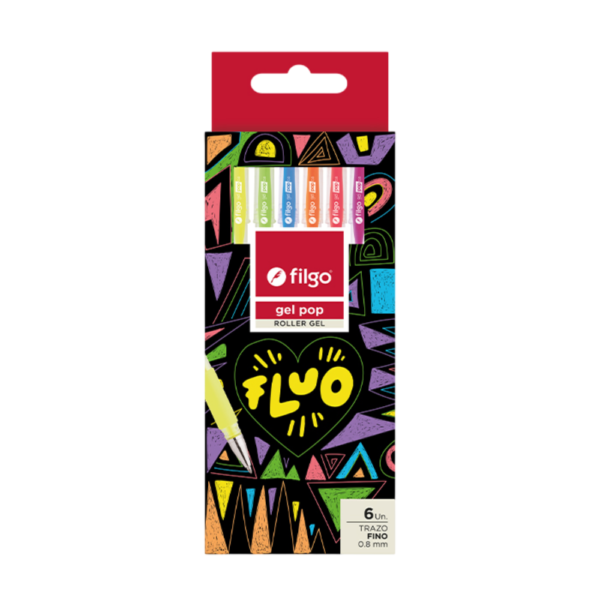 Bolígrafi Roller gel pop Flúo x6 - FILGO