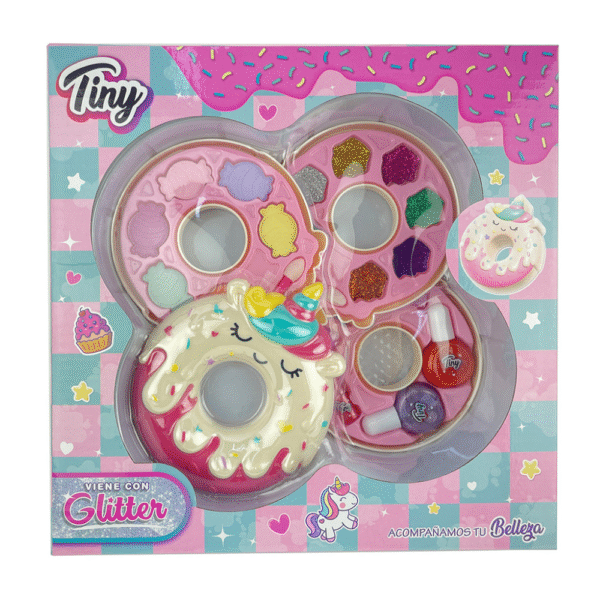 Set de maquillaje "DONA-UNICORNIO" sombra + glitter TINY