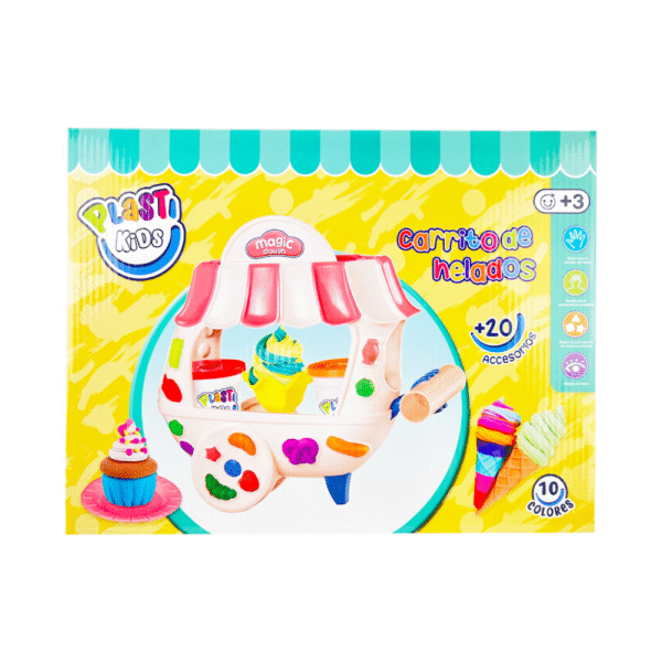 Super masas para moldear con accesorios CARRITO DE HELADOS PLASTI KIDS