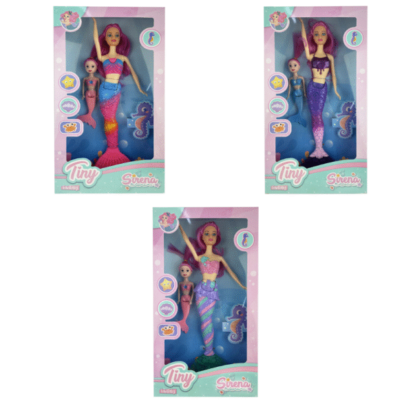 Muñeca sirena + mini sirena TINY