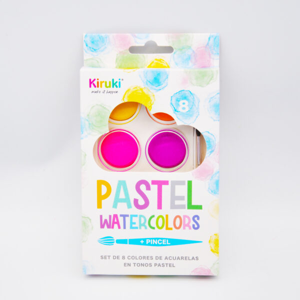 Acuarelas Pastel x8 con pincel KIRUKI