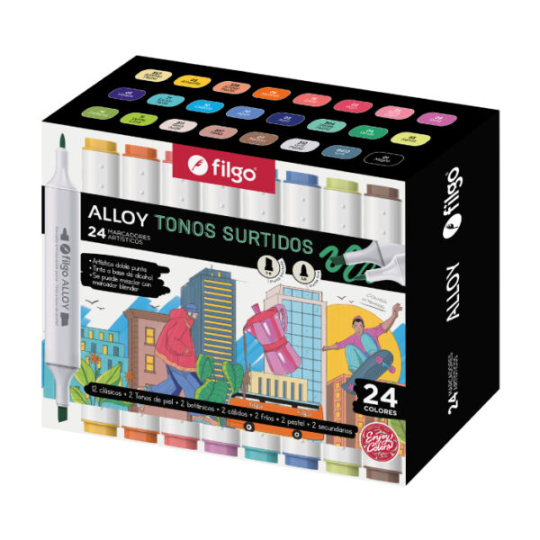 Marcadores Artísticos Alloy Tonos surtidos x24 FILGO
