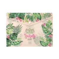SOBRE PLASTICO C/BOTON A4 \"GOOD VIBES\"