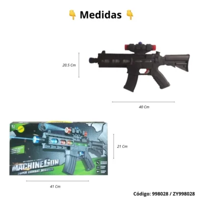 Mega Ametralladora a pila con luz