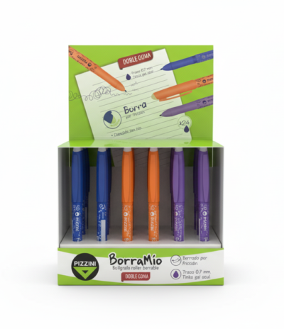 Bolígrafo Roller Borrable doble goma Pizzini